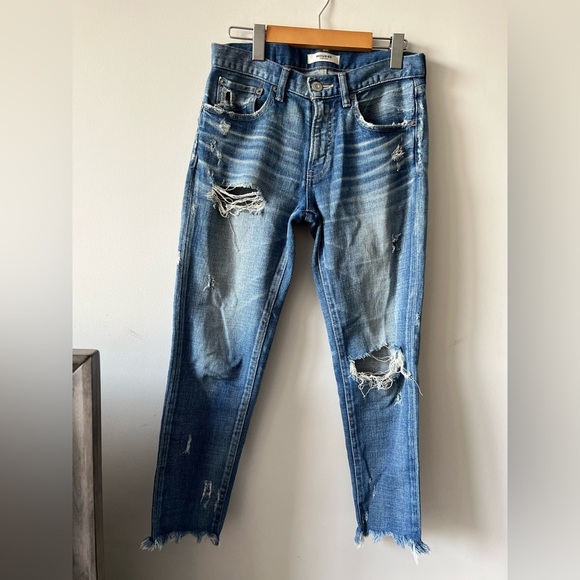 MOUSSY Vintage Distress Ripped Cropped Denim Jeans size 26 - Picture 2 of 13